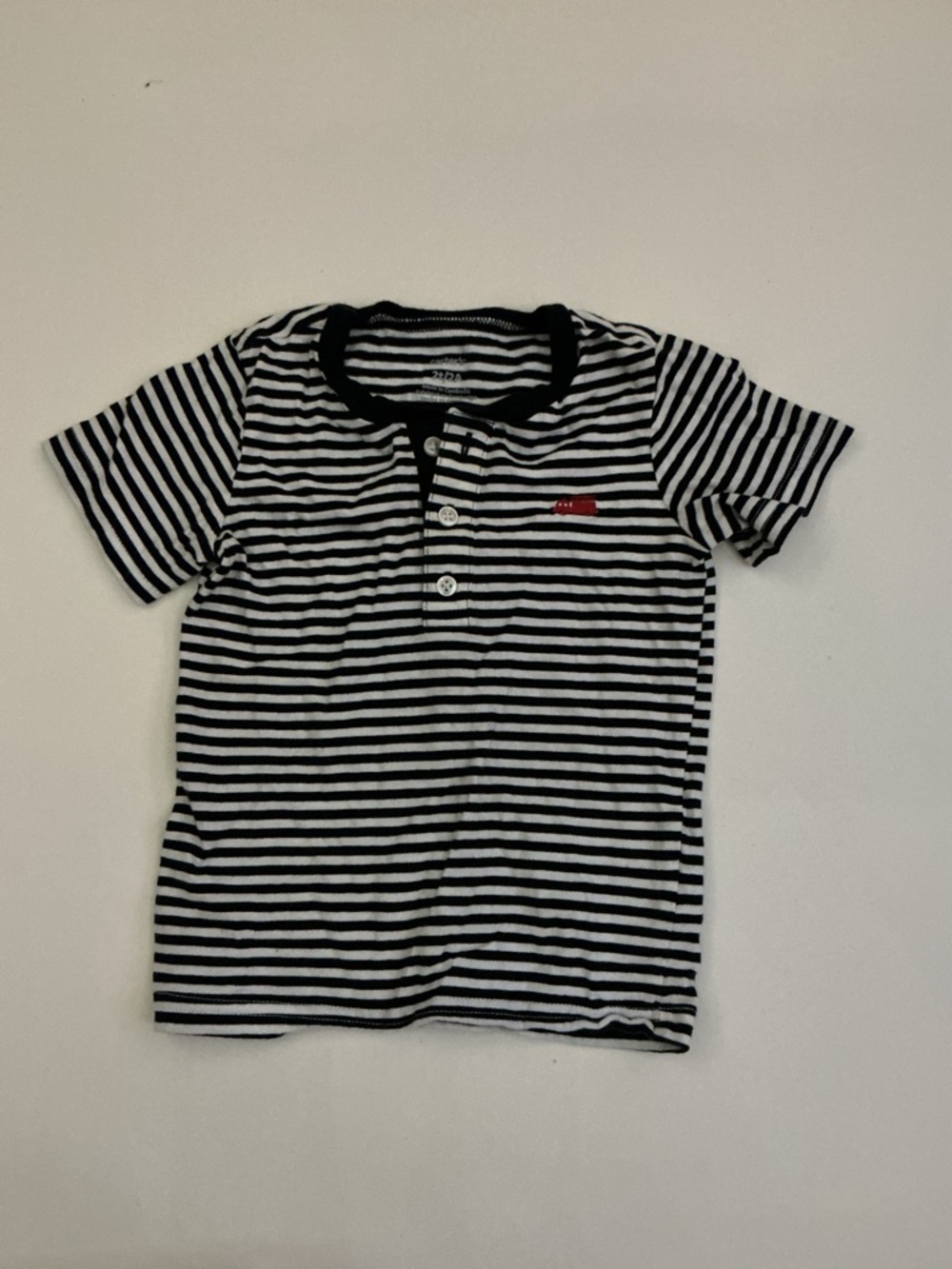 Carter's Black & White Striped Short-Sleeve Henley Tee